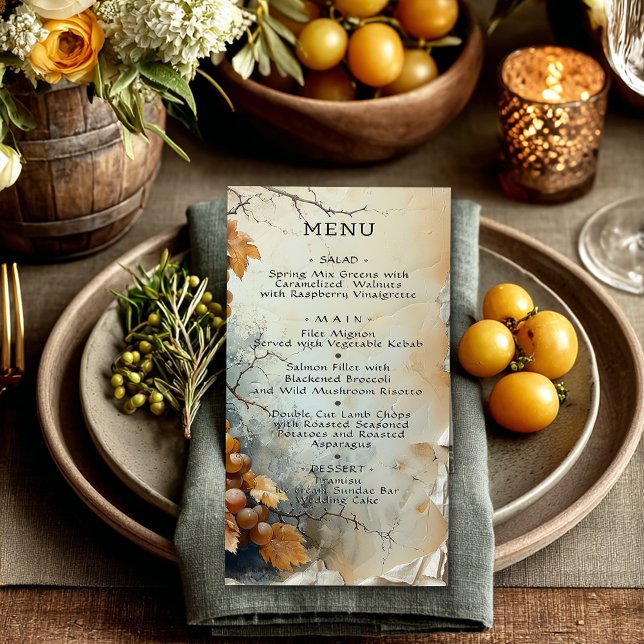  Elegant Watercolor Winery Vineyard Wedding  Menu (Creator Uploaded)