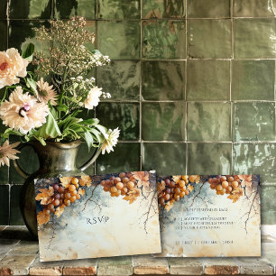 Elegant Watercolor Winery Vineyard Wedding RSVP Card