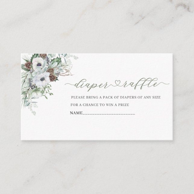 Elegant Watercolor Winter Anemones flowers baby sh Enclosure Card (Front)