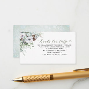 Elegant Watercolor Winter Anemones flowers books f Enclosure Card