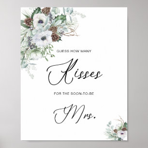 Elegant Watercolor Winter Anemones flowers bridal Poster