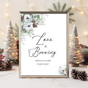 Elegant Watercolor Winter Anemones flowers bridal Poster