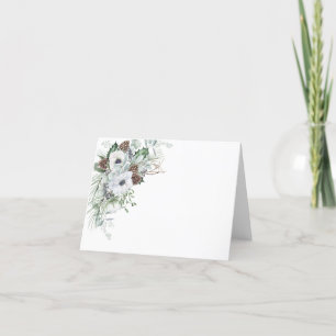 Elegant Watercolor Winter Anemones flowers bridal  Thank You Card
