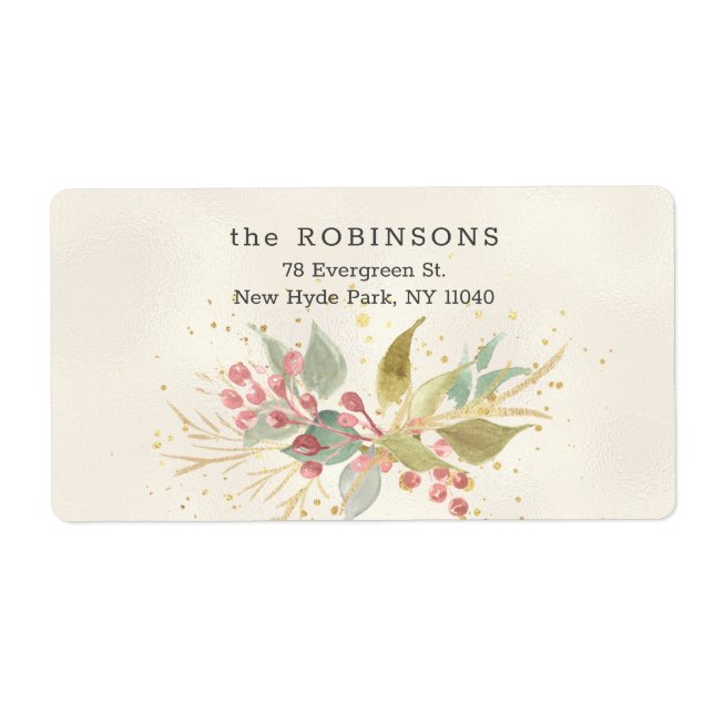 Elegant Watercolor Winter Berries & Greenery (Front)