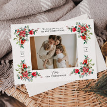 Elegant Watercolor Winter Florals Photo Christmas