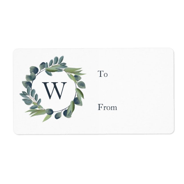 Elegant Watercolor Winter Foliage Wreath Monogram (Front)