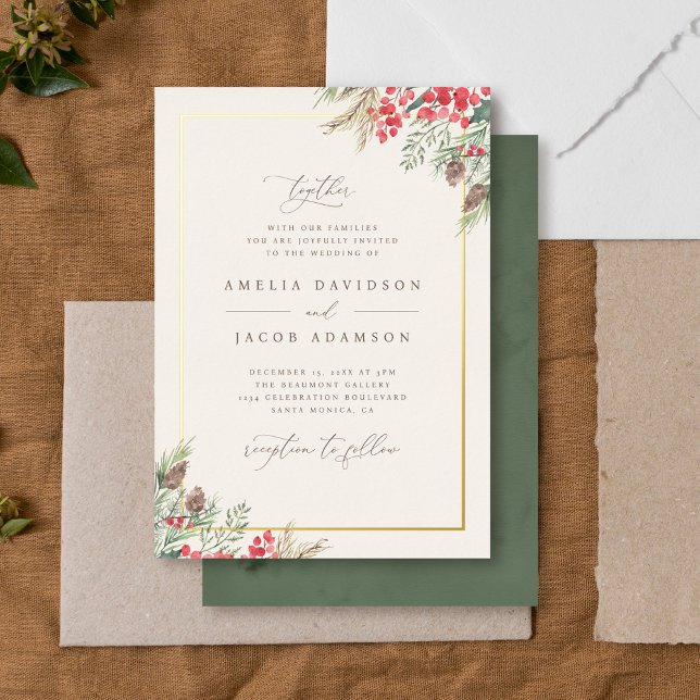 Elegant Watercolor Winter Greenery Wedding (Creator Uploaded)
