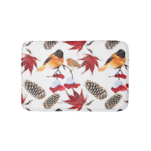 Elegant Watercolor Winter Pattern Bath Mat