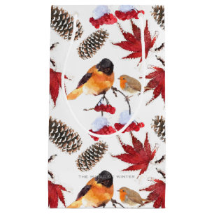 Elegant Watercolor Winter Pattern Small Gift Bag