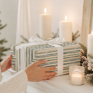 Elegant Watercolor Winter Stripe Wrapping Paper