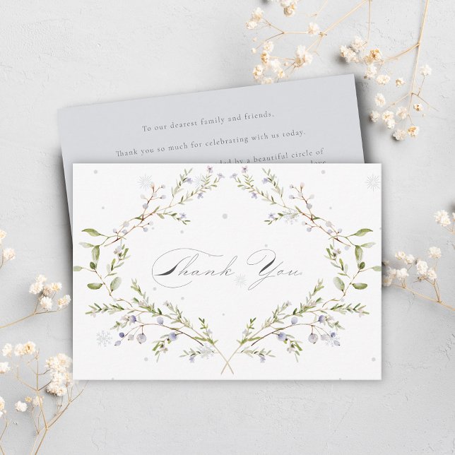Elegant Watercolor Winter Wildflowers Wedding Thank You Card (Creator Uploaded)