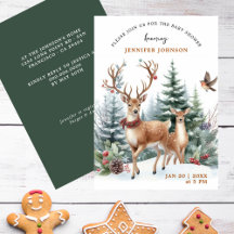 Elegant Watercolor Winter Woodland Baby Shower