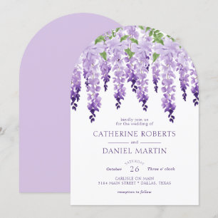 Elegant Watercolor Wisteria Floral Wedding Invitation