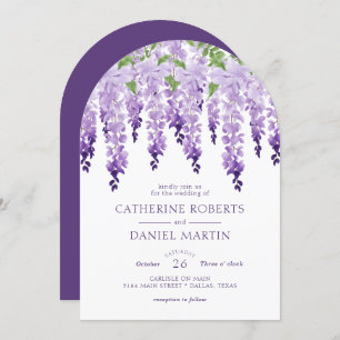 Elegant Watercolor Wisteria Floral Wedding Invitation
