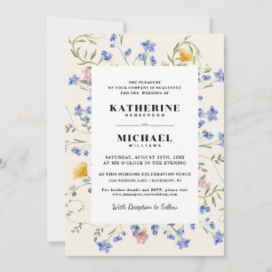 Elegant Watercolor Wldflowers Meadow Wedding Invitation