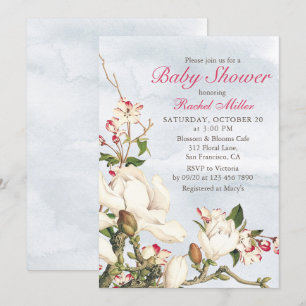 Elegant Watercolor Woodland Floral Baby Shower Invitation