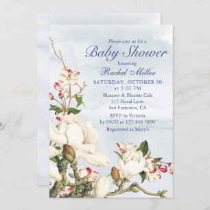 Elegant Watercolor Woodland Floral Baby Shower Invitation