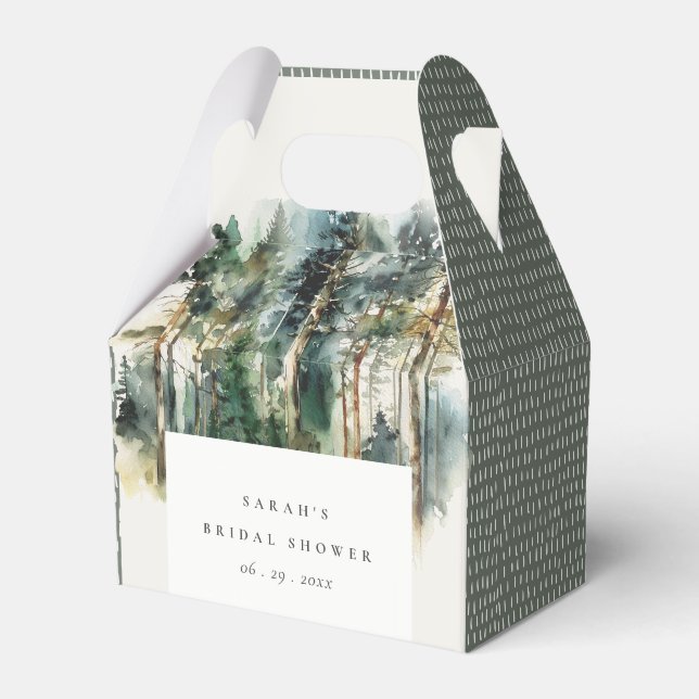 Elegant Watercolor Woodland Forest Bridal Shower Favour Box (Front Side)