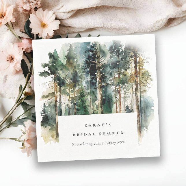Elegant Watercolor Woodland Forest Bridal Shower Napkin (Creator Uploaded)