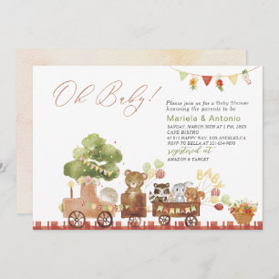 Elegant Watercolor Woodland party Baby Shower Invitation