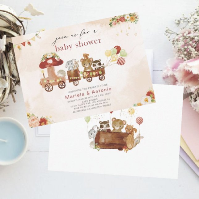 Elegant  Watercolor Woodland party Baby Shower Invitation (Creator Uploaded)
