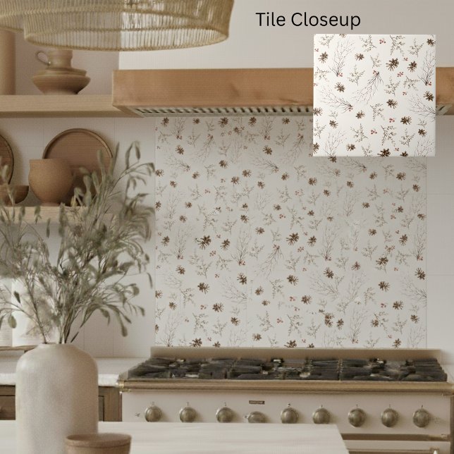 Elegant Watercolor Woodland Winterberry Pattern Tile (Creator Uploaded)