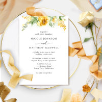 Elegant Watercolor Yellow and Ochre Floral Wedding
