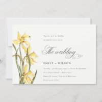 Elegant Watercolor Yellow Daffodil Wedding Invite