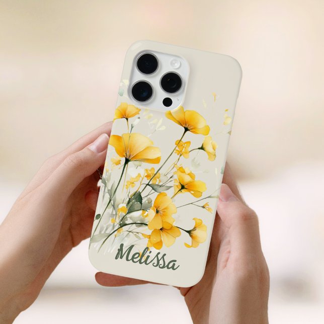 Elegant Watercolor Yellow Spring Flowers Case-Mate iPhone Case (Creator Uploaded)