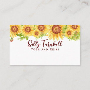 Elegant Watercolor Yellow Sunflower Business Card