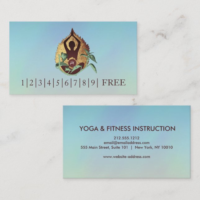 Elegant Watercolor YOGA Instructor Logo Business Card (Front/Back)