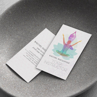 Elegant Watercolor Yoga Meditation Lotus Pattern Business Card