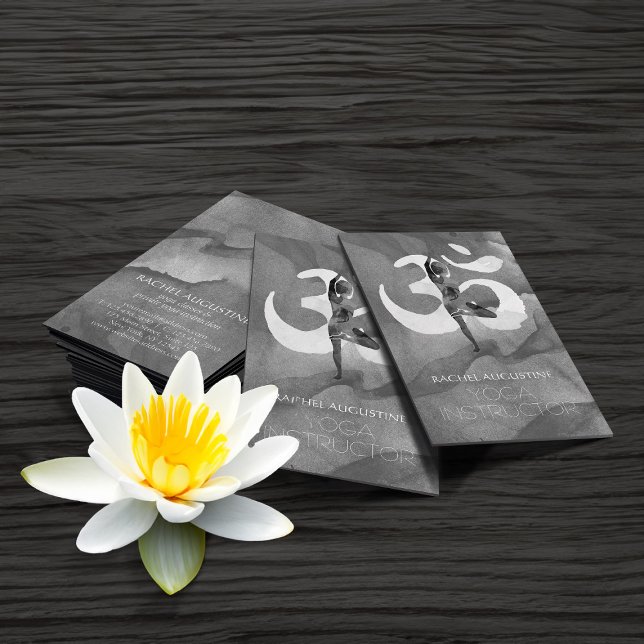 Elegant Watercolor Yoga Meditation Pose Om Symbol Business Card (Creator Uploaded)