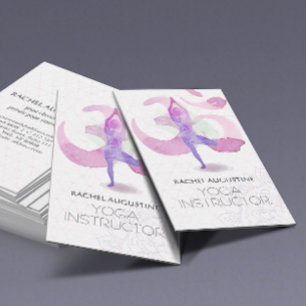Elegant Watercolor Yoga Meditation Pose Om Symbol Business Card
