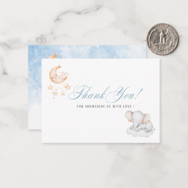 Elegant WatercolorLittle stsr elephant  Baby showe Card (Front/Back In Situ)