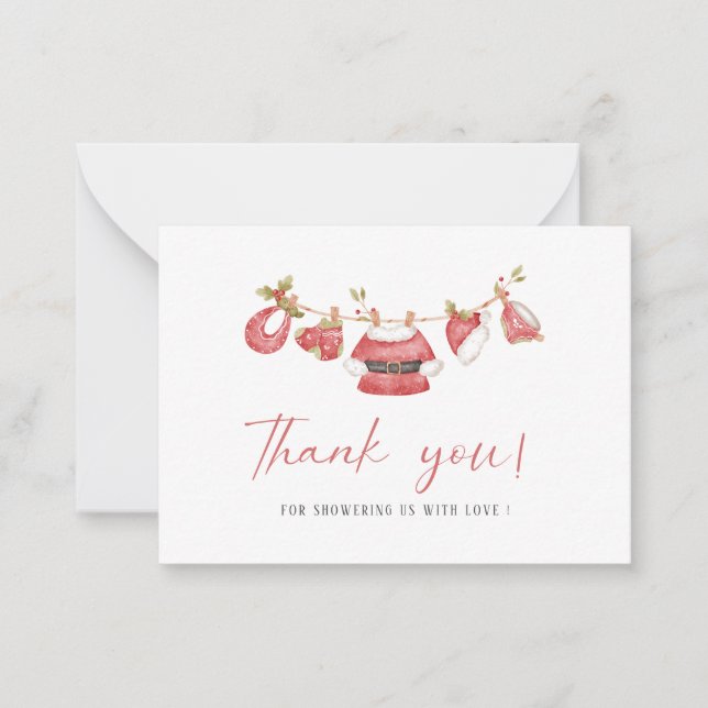 Elegant WatercolorLittlel santa baby  Baby shower Card (Front)