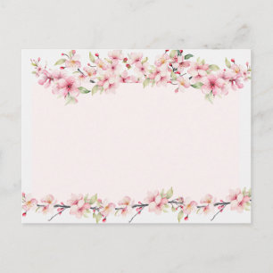 Elegant Watercolors and Pink Cherry Blossoms Postcard