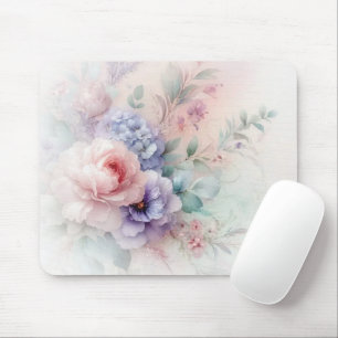 Elegant Watercolour Aquarell Flowers Trendy Mouse Mat