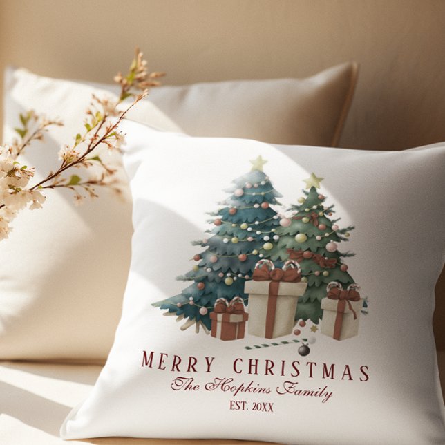 Elegant Watercolour Christmas Tree Cushion (Creator Uploaded)