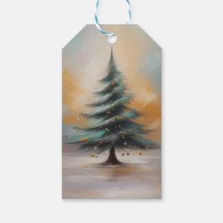 Elegant Watercolour Christmas Tree Gift Tag