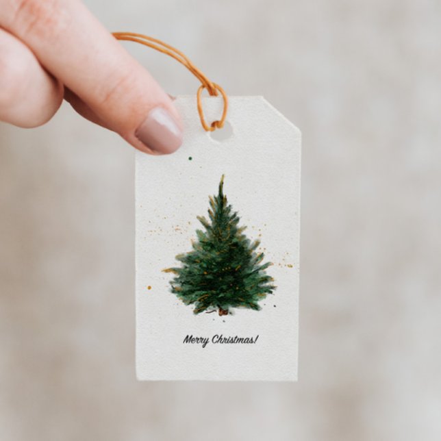Elegant Watercolour Christmas Tree Gift Tags (Creator Uploaded)
