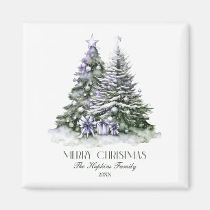 Elegant Watercolour Christmas Tree Magnet