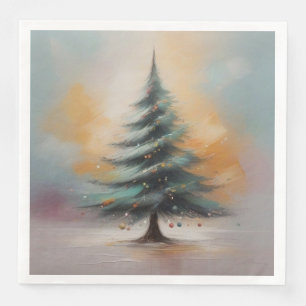Elegant Watercolour Christmas Tree Napkin