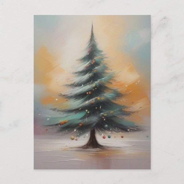 Elegant Watercolour Christmas Tree Postcard (Front)