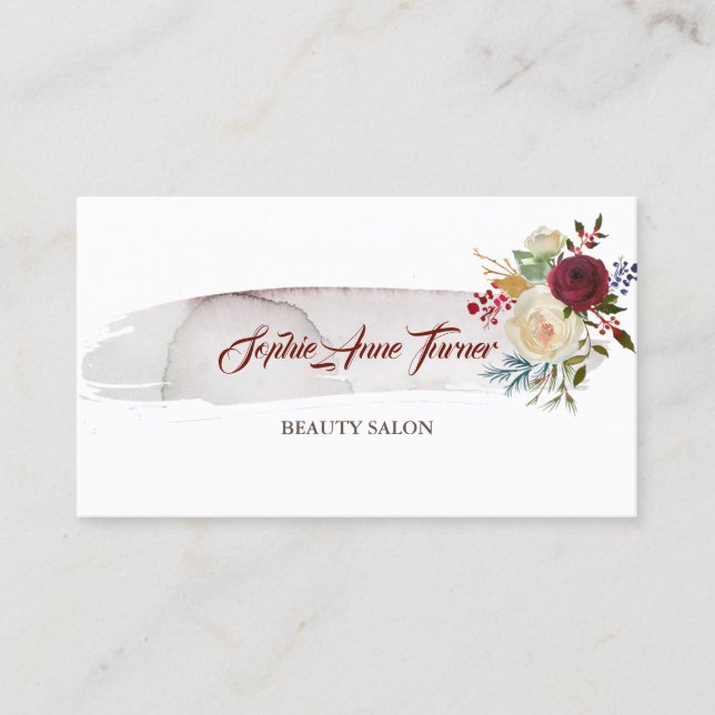 Elegant Watercolour Floral Burgundy Appointment (Front)