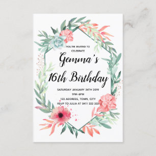 Elegant watercolour floral invitation