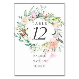 Elegant Watercolour Greenery Floral Table Numbers