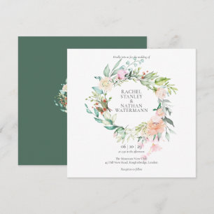 Elegant Watercolour Greenery Floral Wedding Invitation