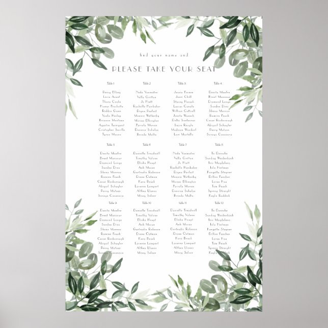 Elegant watercolour leaf botanicals hunter green   poster (Front)