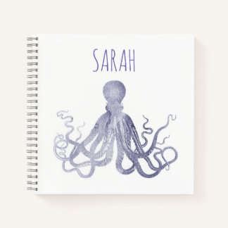 Elegant Watercolour Octopus name  Notebook